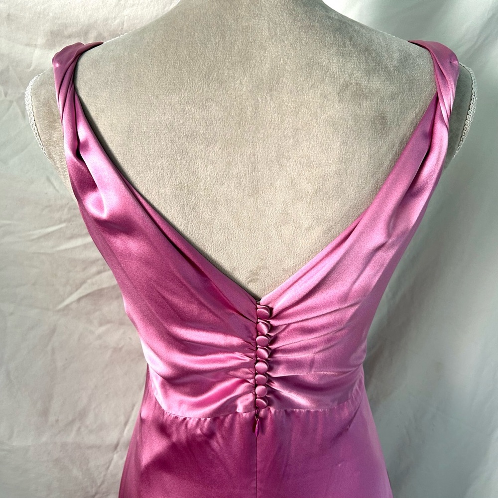 Badgley Mischka Rose Pink Knotted Silk Gown, Size 10 - Picture 11 of 16